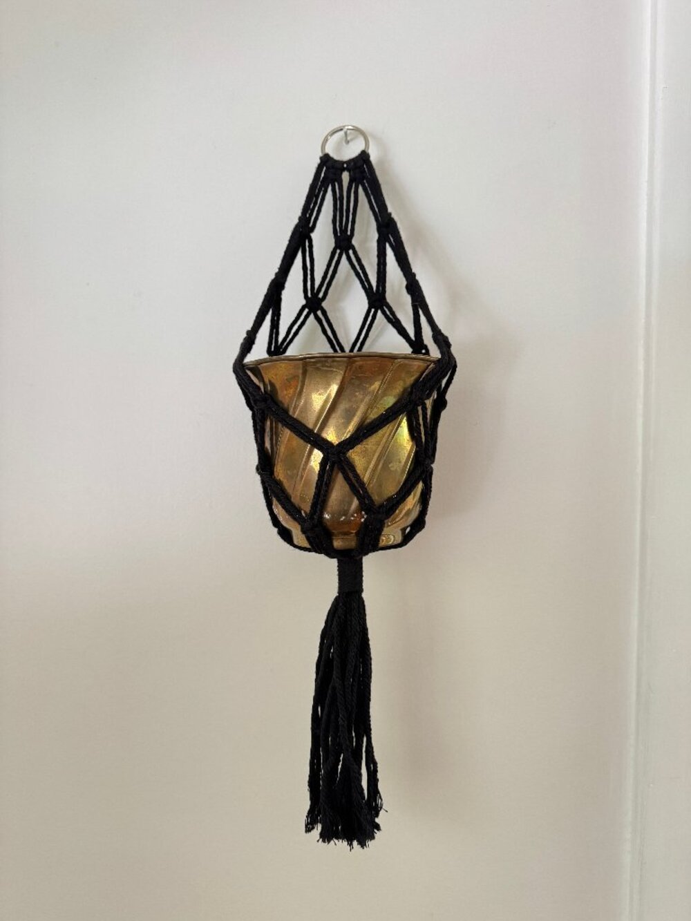 Black Macrame Plant Pot Hanging Holder